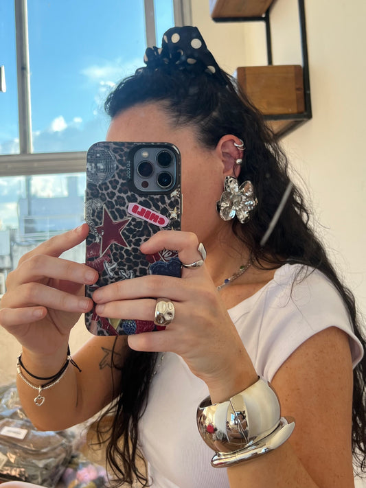 pendientes FLOR plateada